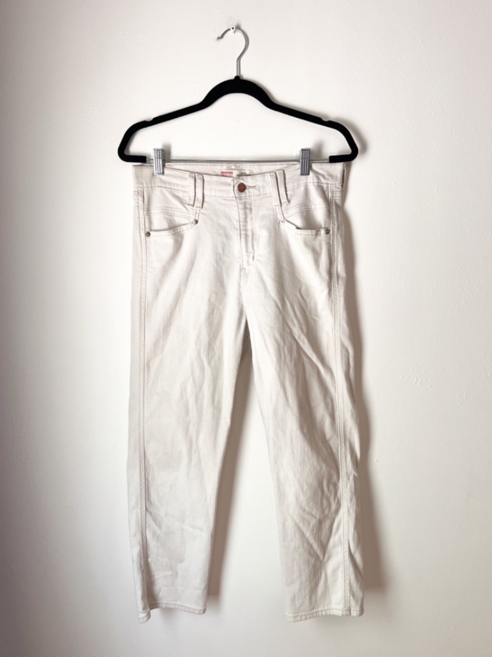 Levi Strauss Signature Heritage High Rise Straight White Denim Jeans W29 Size 8
